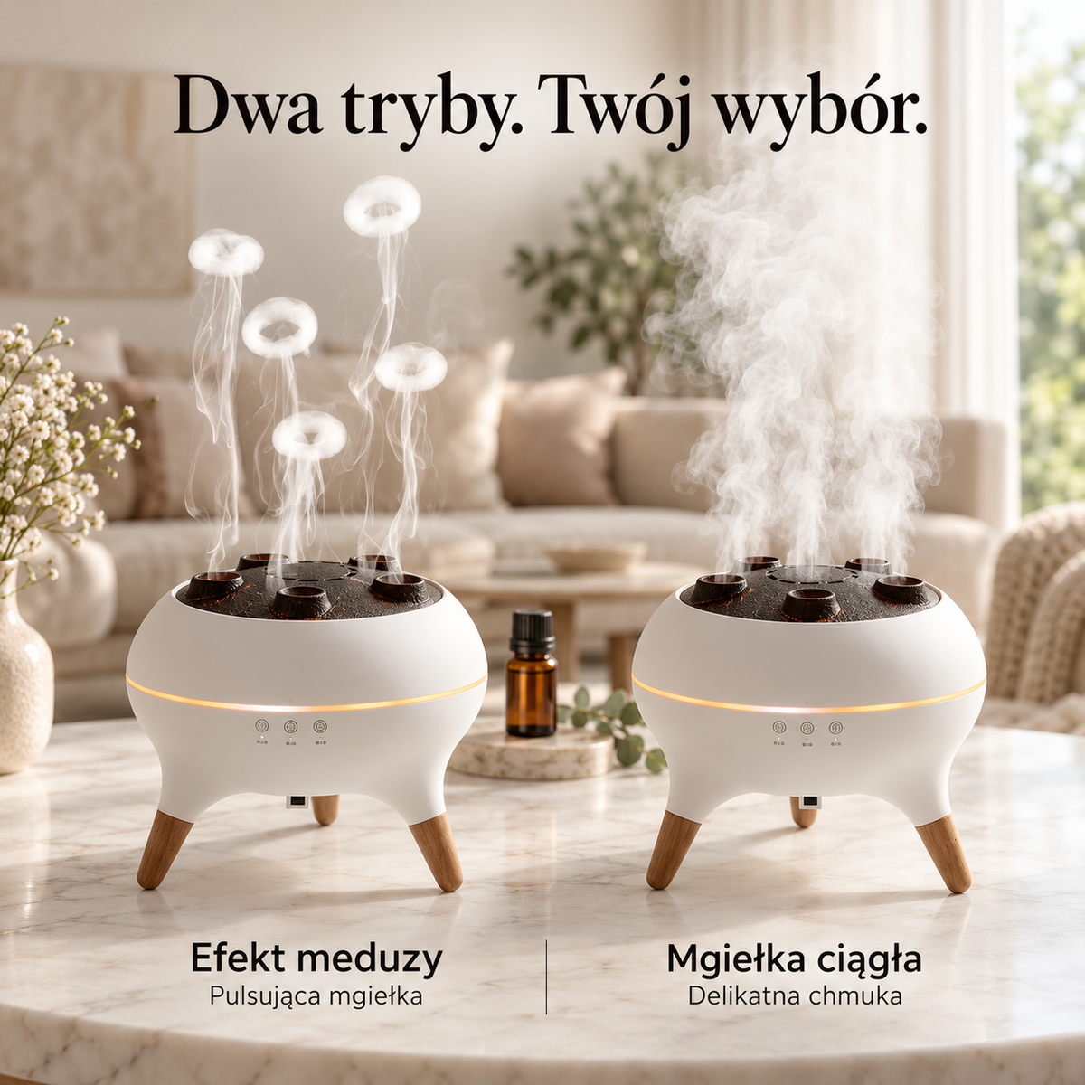 Grafika zestawiająca efekt meduzy i mgiełkę ciągłą.